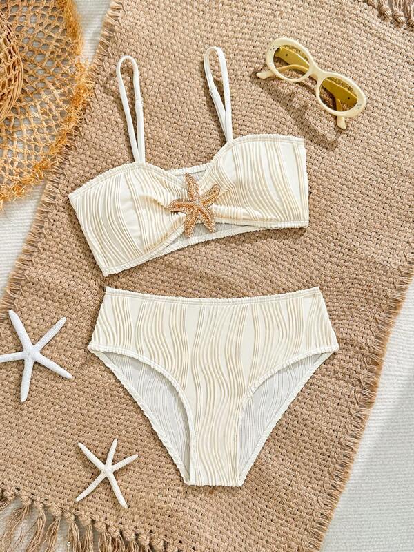 Set de costume de baie texturat Starfish Tween pentru fete