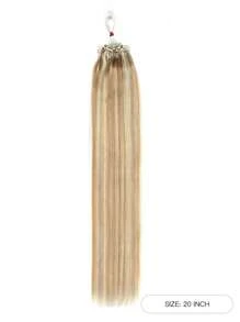 50 piezas Extensiones de cabello con micro anillos, 100% cabello humano con micro perlas y línea de pesca, extensiones de cabello Remy de 50g, color rubio dorado y marrón mezclado S18/613 - S18/613 - View 3