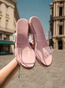 HighSole Women Pointed Toe Low Kitten Heel Slip-On Sandals, Elegant Commuting Casual Dress Sandals For Spring Versatile Comfortable High-End Vacation Season Casual Shoes Thick Sole Slippers - Baby Pink - View 4