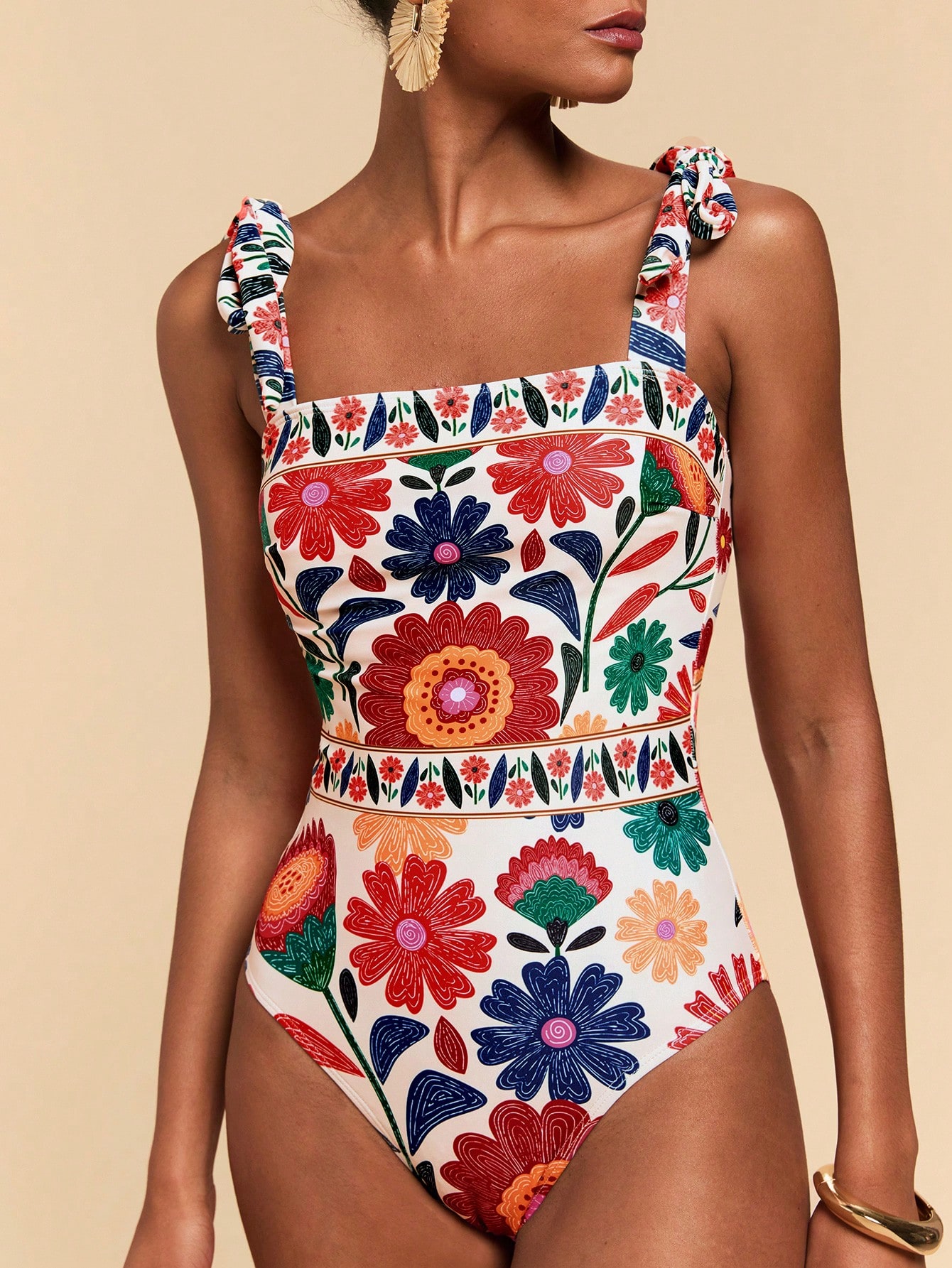 Travachic 1 Peça Maiô Feminino, Alça Fina, Moda para o Verão - Multicolorido - Visão 3