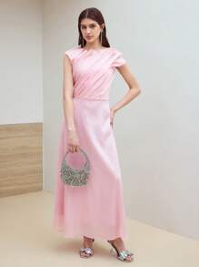 MOTF STUDIO FOLD PLEATED ZIPPER DRESS - Pink - View 6