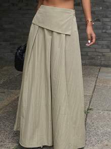 DAZY Women's Casual Solid Color 2 In 1 Skirt - Khaki - View 3