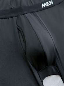 CoupledUp 5-Piece Set Men's Sleepwear Bottoms, Black Shorts With Letter Embroidery, Simple & Minimalistic - Black - View 4