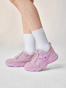 JNSQ 1 Pair Casual Lace-Up Flat Soft Sole Breathable Athletic Shoes, Versatile All-Match Sneakers For Back To School Season - Purple - View 2