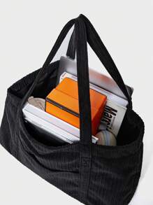 SHECARRY Solid Color Corduroy Tote Bag Suitable For Women's Daily Use