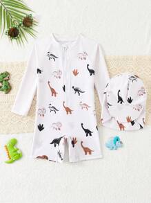 男婴可爱卡通印花连体泳衣 - 彩色 - 查看 1