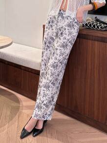 SHEIN Unity Women's Casual Minimalist Bowknot Waist Pants, Spring/Summer - Multicolor - View 1
