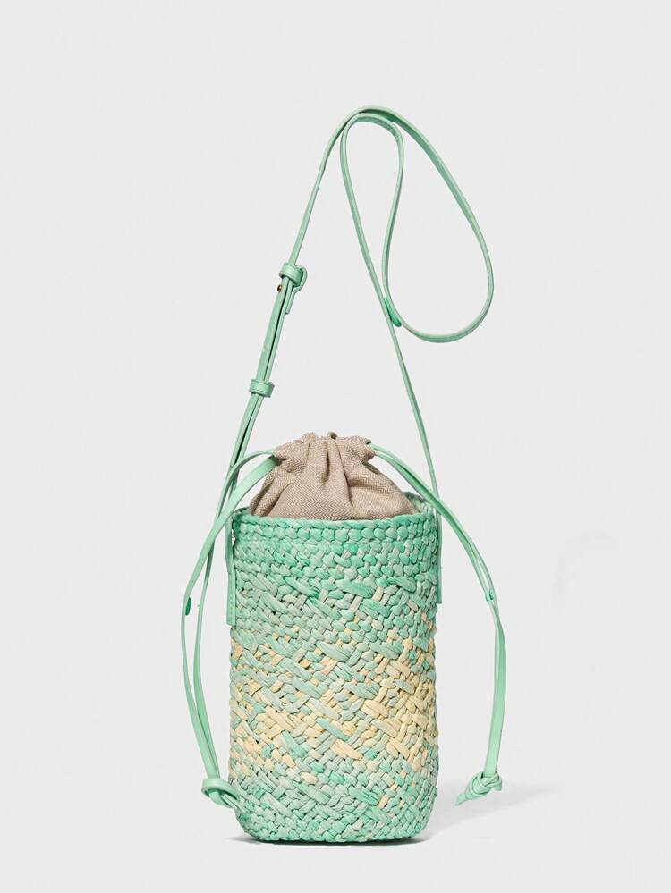 Women Crossbody Bags Straw Bag Summer Bag Beach Bag Vacation Holiday Bucket Bag Multicolor