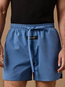 Manfinity VCAY 男士休闲梭织印花抽绳腰直筒短裤