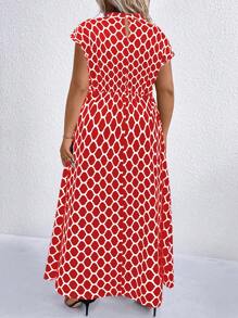 SHEIN Clasi 加大圆点印花立领连衣裙 女式超长款服装