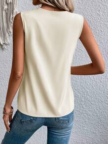 SHEIN Clasi Women's Sleeveless Color Block V-Neck Fashion Shirt, Suitable For Summer