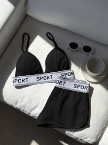 Comfortcana Letter Print Camisole And Shorts Set, Suitable For Summer Island Vacation Outfits