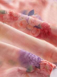 SHEIN MOD Plus Size Abstract Floral Print Strapless Crop Top And Skirt 2Pcs Set - Multicolor - View 4