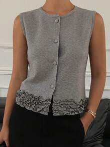 Livesso Nuovo gilet lavorato a maglia estivo da donna per festival musicali