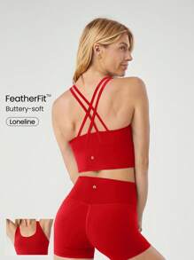 GLOWMODE Sujetador deportivo de sostén ligero FeatherFit™ con tirantes cruzados tipo longline, para yoga, gimnasio y uso diario