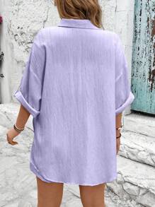 Breezaya 2pcs Plus Size Set - Solid Color Shirt & Shorts, Fashionable Summer Outfit
