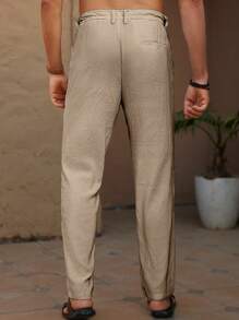 Manfinity RSRT Men's Casual Commute Solid Color Oblique Pocket Tapered Pants Men Pants For Men Clothes For Men Pants Pants For Men - Mocha Brown - View 2