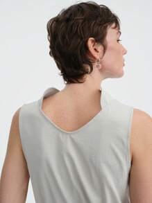 Aalyst Abito con scollatura a barca, senza maniche, in vita elastica, stile estivo alla moda