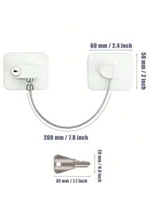 1pc/2pcs/4pcs Refrigerator Door Lock With 2 Keys Stainless Steel Zinc Alloy Adhesive Lock, 16cm Link Wire. Cabinet & Drawer Lock, Fridge Lock With No Drilling Required. Adhesive Childproof Window Lock For Furniture, Washing Machine, Household Appliances.