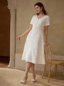 MOTF VESTIDO CON VOLANTE EN EL BAJO CON CREMALLERA - Blanco - Ver 5