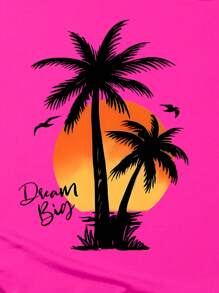 SHEIN CURVE+ Plus Size Simple Fashion Camisole And Tank Top Suit For Summer - Hot Pink - View 3