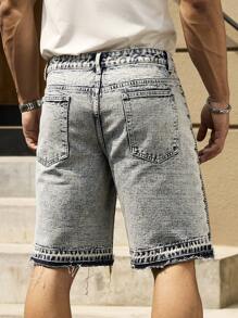 Manfinity LEGND Pantalones cortos vaqueros de hombre informales con bolsillo lateral roto, para verano