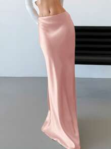 Firerie Valentine's Day New Elegant Romantic Vintage Chic Gold Satin High Waist Mermaid Maxi Skirt