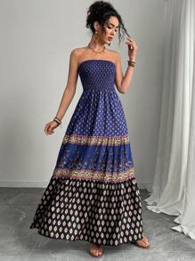 Chiquease Đầm dài đi nghỉ cho nữ, giản dị và thoải mái - Màu xanh hải quân - Xem 5