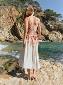 MOTF PREMIUM Vestido plisado con estampado floral y corte en la cintura