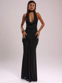 SHEIN BAE Damenmode sexy Kleid mit tiefem Ausschnitt und rückenfreiem Design - Schwarz - Übersicht 5
