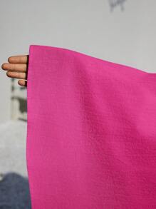 SHEIN Essnce Summer Women Clothes Casual A-Line Linen Midi Skirt For Summer Fits Beach High Waist Baggy - Hot Pink - View 7