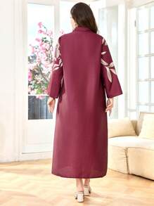 Lacomfia Plus Size Women's Casual Loose Cotton Linen Patterned Long Sleeve Shirt Collar Dress Fall Cloth For Women - Multicolor - View 2
