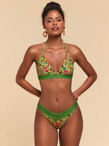 Travachic Bộ bikini buộc dây hở lưng in họa tiết toàn thân cho nữ - Nhiều màu - Xem 5