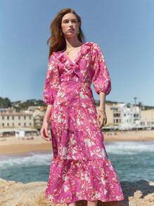 MOTF PREMIUM ROBE AVEC VOLANTS ET IMPRIMÉ FLORAL - Multicolore - Voir 5