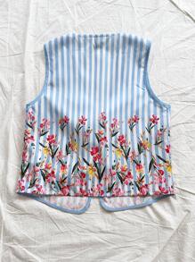 Soleia Bohemian,Boho, Romantic Floral,Vacation, Floral 4th Of July Clothes Tops Vacation Tops Beaded Top Top Party Tops Cami Top Camisole Top 4th Of July Women Crop Sexy Tops For Women WYWF Women's Holiday V-Neck Tied Flared Sleeve Tropical Stripe Jacquard Print Cami Top - Multicolor - View 2