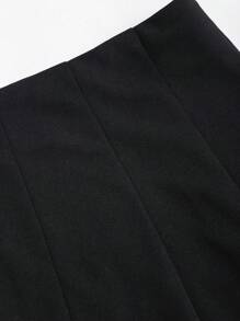 Sweetra Conjunto de 2 piezas informal y profesional para mujer, compuesto por un chaleco sin mangas con botones grandes y una falda larga, ideal para la primavera y el verano - Negro - Ver 7