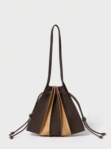 SHECARRY Fashionable Color Block Design Shoulder Bag - Multicolor - View 2