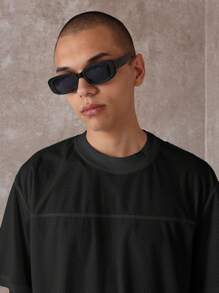 SUMWON Premium Mesh Athletic T-Shirt Performance Workout Training Top Cropped Relaxed Fit Summer Active Wear Modern Streetwear Urban Fashion Essential - Black - View 3