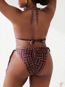 Slaydiva Exaggerate Metal Random Geometric Print Plus Size Swimsuit Set, Sexy And Stylish For Summer Beach Vacation - Multicolor - View 2