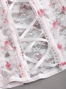 Sweetra Áo ống ren và hoa hồng bán trong suốt - trắng - Xem 6