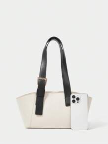 SHECARRY Ladies' Fashion Versatile Casual Minimalist Tote Bag - Beige - View 3