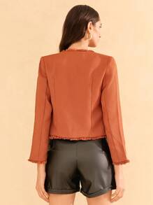 SHE(IN) BRASIL 翻盖口袋前开襟大衣 - 橘色 - 查看 2