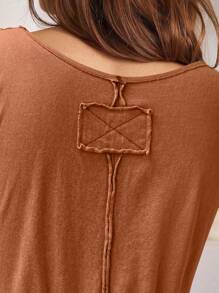 Bohemela Áo thun cotton không tay cổ chữ V màu tím dành cho nữ - trái cam - Xem 5