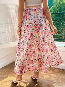 SHEIN Maternity A-Line Floral Print Skirt - Pink - View 2