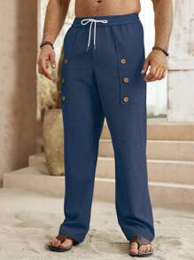 Manfinity Nomadique Pantalones casuales de unicolor con cordón para hombre