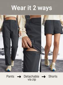 In My Nature Pantalón largo de 2 piezas desmontable para mujer, para uso en exteriores como senderismo, camping o viajes - Gris Oscuro - Ver 2