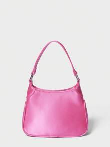 SHECARRY Women Top Handle Bags,Satin,Summer Autumn Holiday , For Dinner/Dating/Party/School/Travel/Commute/Shop Bag ,Dopamine Style ,Women Top Handle Bags,Quilt Bag, Solid Color ,Portable,Lightweight, For Party ,For Outdoors/Outings/Travel Party, Back To School For Students - Pink - View 4