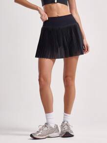 Musera Sport High Waisted Mesh Pleated Women Sports Skirt,Padel Tennis Racquetball Pickleball Gym Fitness - Black - View 3