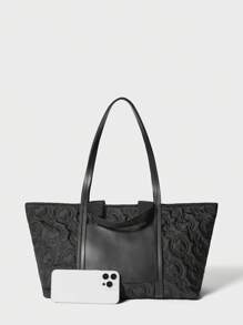 SHECARRY Quilted Lightweight Travel Tote Bag, Large Capacity - Black - View 5