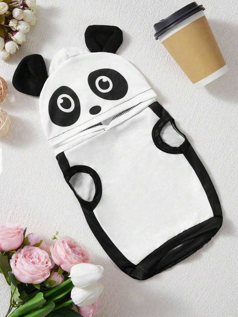 PETSIN Cute Simple Animal Small Panda/Bear Ear Design Cartoon Pullover Hoodie, Lightweight Breathable Soft Printed Pet Sweatshirt, Fashionable For Cats/Dogs, Spring/Summer - Multicolor - View 1